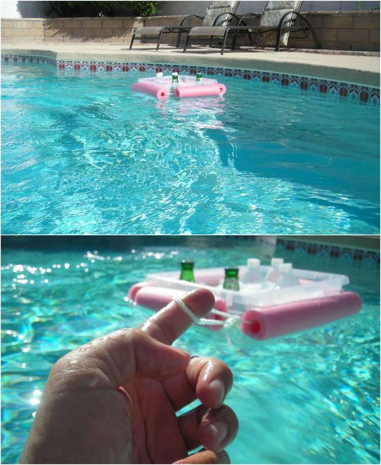kreative-bastelideen-tipp-schwimmender-getränkehälter-seil-schwimmbecken
