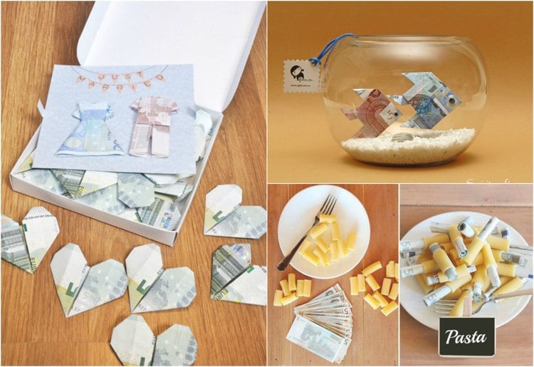 originelle Hochzeitsgeschenke geld-falten-origami-kreativ-geldgeschenke
