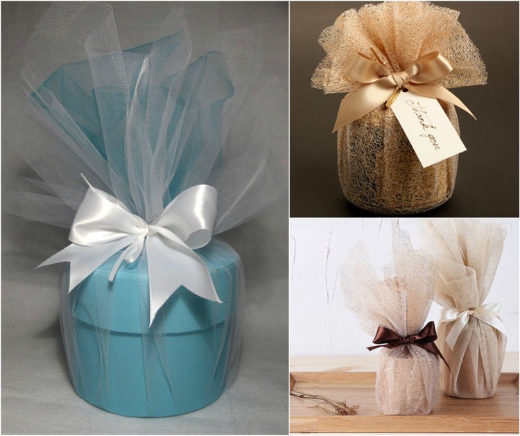 originelle-Hochzeitsgeschenke-verpackung-tüll-runde-geschenkboxen