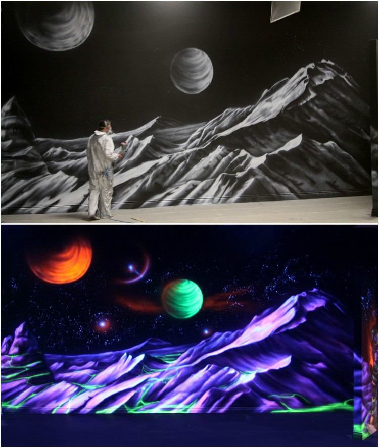schwarzlicht-farbe-airbrush-wandgemälde-kosmos-planeten