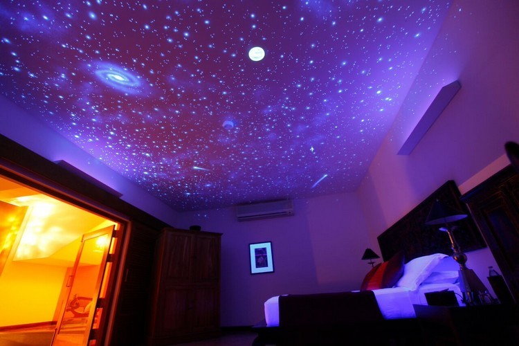 Schwarzlicht Farbe schlafzimmer-deckenbild-sternenhimmel-universum