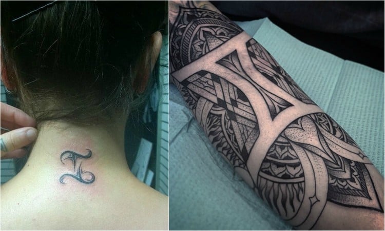 sternzeichen-tattoo-zwillinge-zeichen-frau-nacken-mann-unterarm-abstrakt