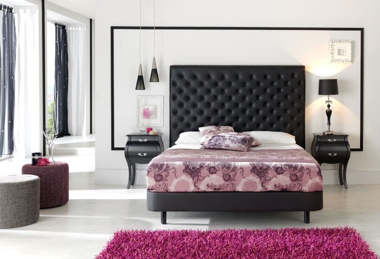stuckleisten-schwarz-wandgestaltung-schlafzimmer-dekorieren-klassisch