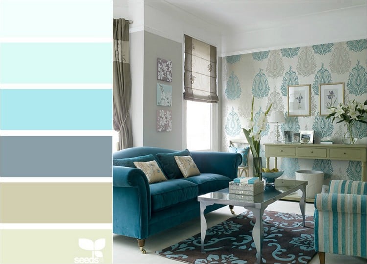 Wohnzimmer in T rkis einrichten  26 Ideen und Farbkombinationen
