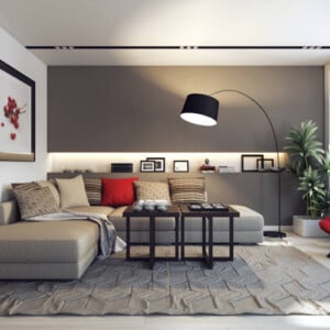 Wohnzimmer Ideen für schwarzes Sofa