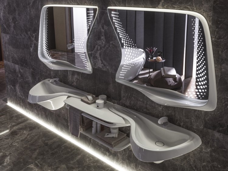 Badezimmer Design -zaha-hadid-noken-vitae-waschbecken-spiegel