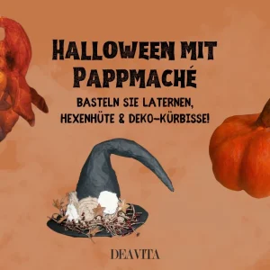 Basteln mit Pappmache zu Halloween - Kürbisse, Gespenster, Hexenhüte und mehr