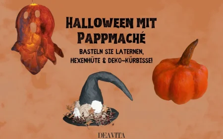Basteln mit Pappmache zu Halloween - Kürbisse, Gespenster, Hexenhüte und mehr