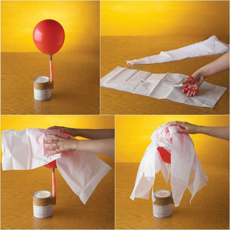 Basteln mit Pappmache luftballon-gespenst-halloween-idee-anleitung