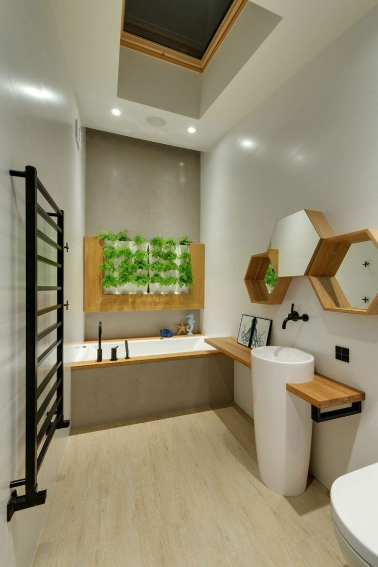 deko-ideen-fenster-sechseck-rahmen-regal-badezimmer-dachfenster