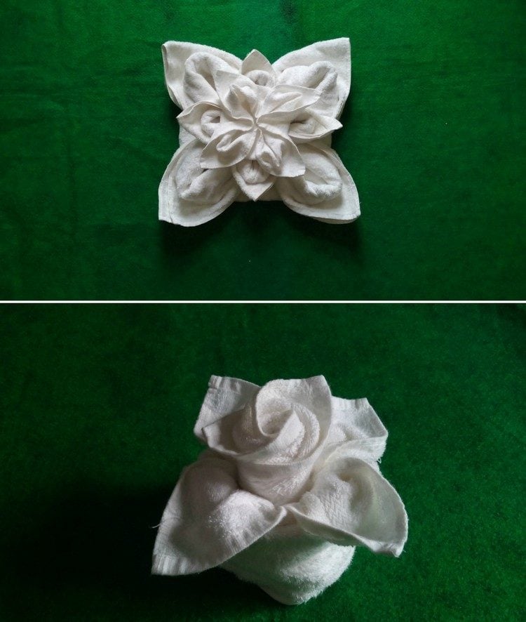 handtücher-falten-blumen-rose-lotosblume-weißes-handtuch