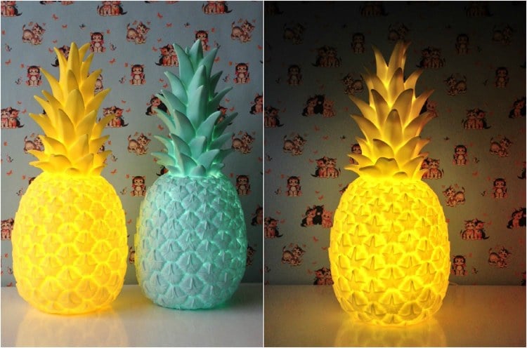 Dschungel-Look ideen kinderzimmer-ananas-tischleuchte