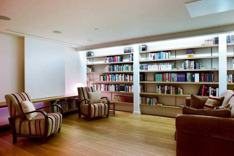keller zu wohnraum umbauen bibliothek-leseraum-ruhe-beleuchtung