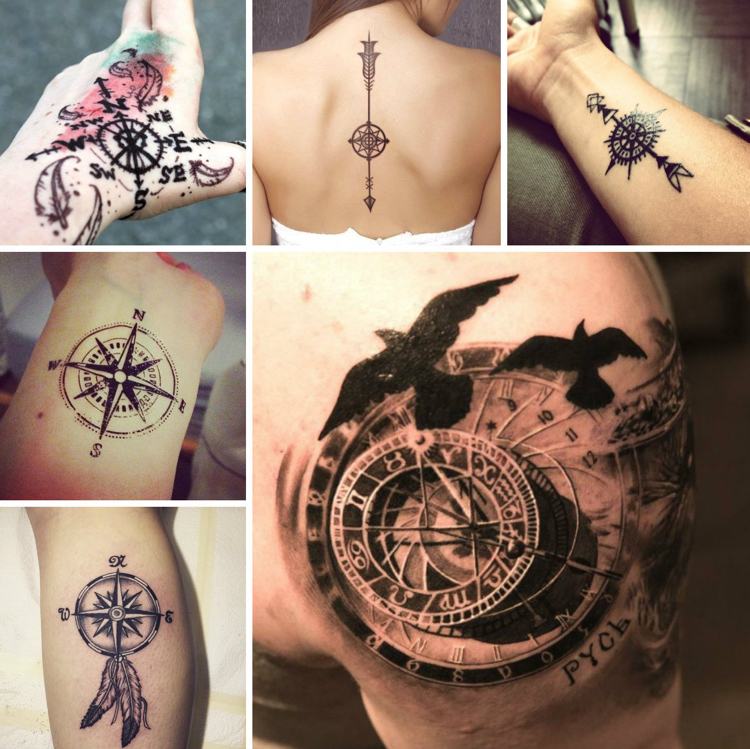 Kompass Tattoo -bilder-3d-pfeil-frauen