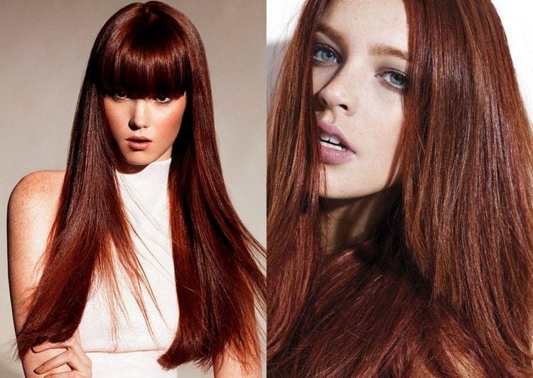 Mahagoni Haarfarbe nuancen-tönung-rot-styling-ideen-lange-glatte-haare
