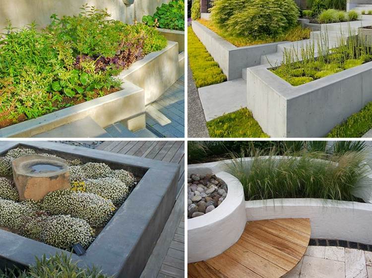 pflanzkübel aus beton ideen-modern-schick-graeser-bepflanzung
