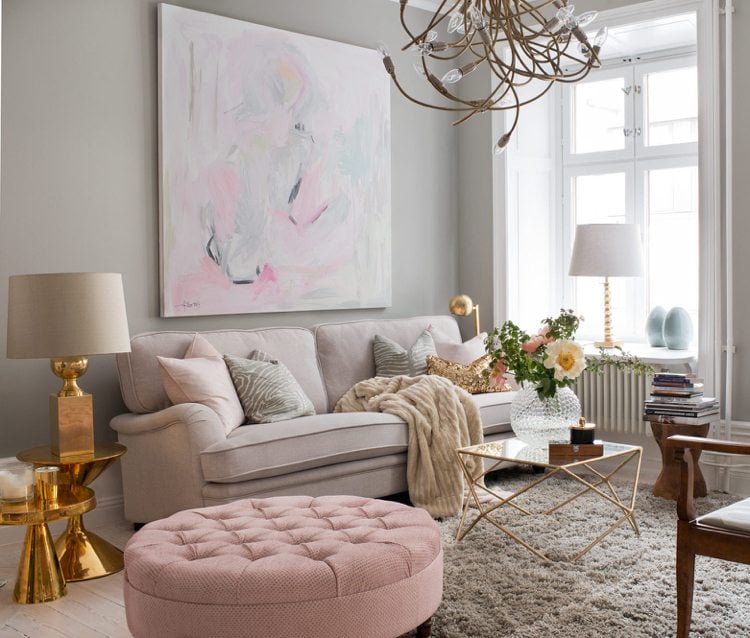 romantische Stil wohnzimmer-pastellfarben-messing-akzente-romantik-look