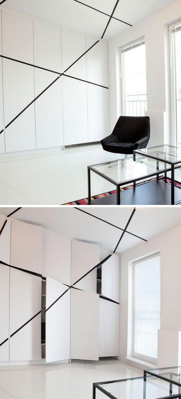 Schranktüren Design ausgefallen-minimalistisches-interieur-schwarze-streifen