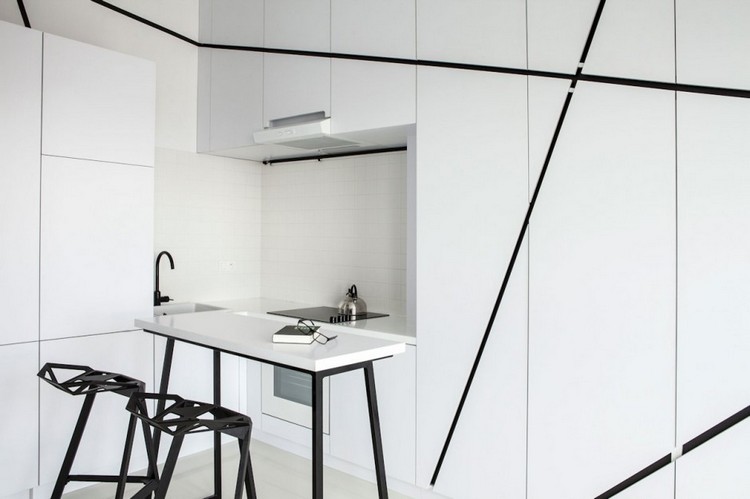 Schranktüren Design minimalistisch-weiß-schwarz-küche-mili-mlodzi-ludzie