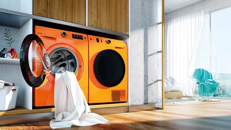 Trockner auf Waschmaschine -farbe-akzent-modernes-design