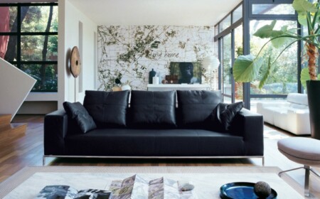 Wohnzimmer Ideen für schwarzes Sofa