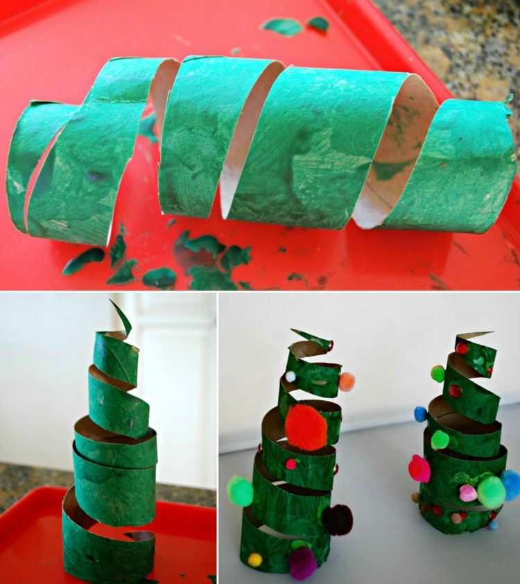 basteln-klorollen-weihnachten-spirale-diy-bemalen-bommeln-kleben-tannenbaum-schmuecken