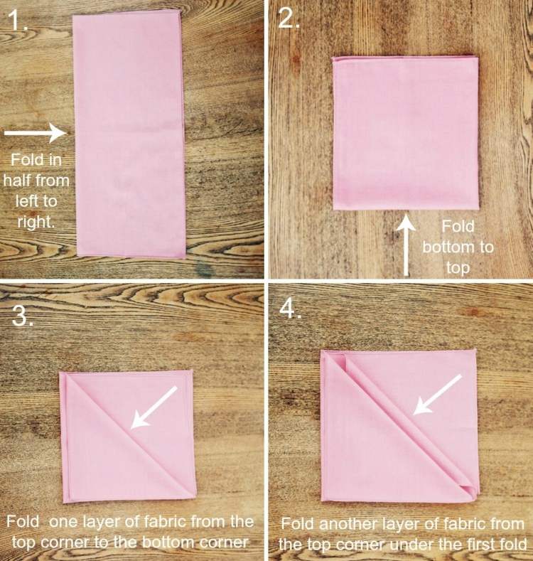 bestecktasche falten stoffserviette-idee-rosa-farbe-tutorial-selber-machen