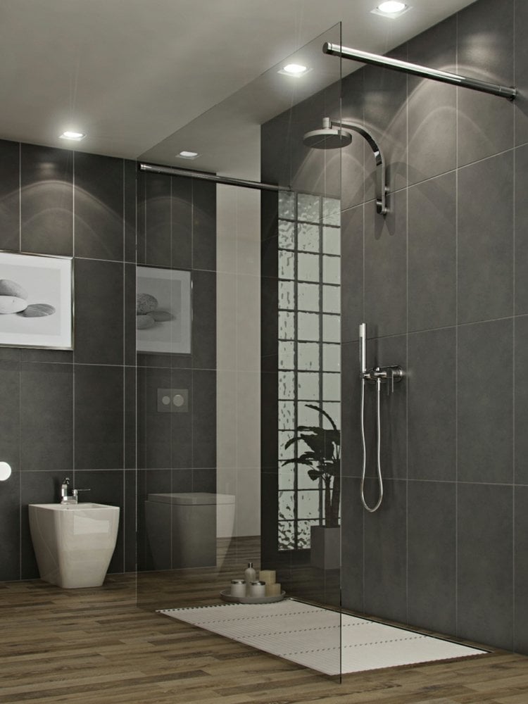 bodengleiche-dusche-badezimmer-einrichten-grau-fliesen-glaswand