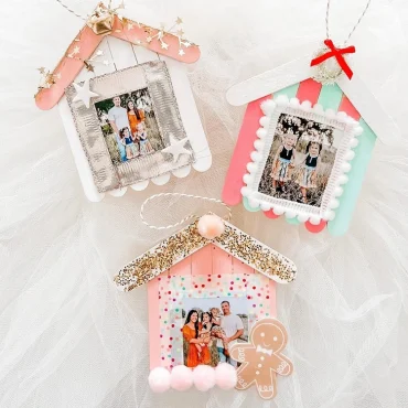 diy hausförmige bilderrahmen aus eisstielen