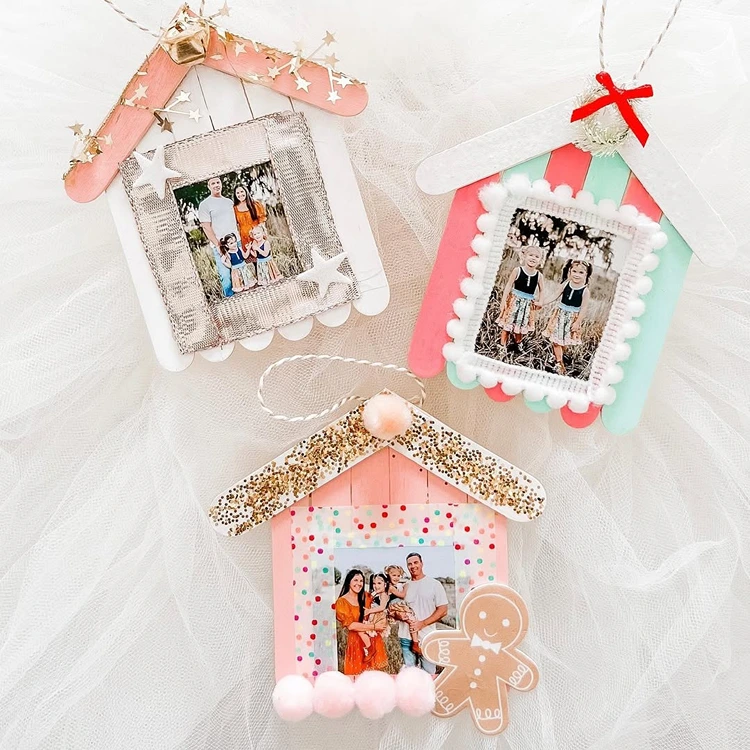 diy hausförmige bilderrahmen aus eisstielen