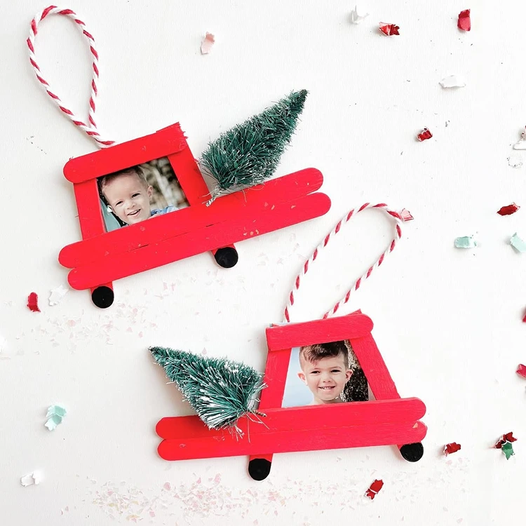 diy weihnachtsauto mit foto aus eisstielen