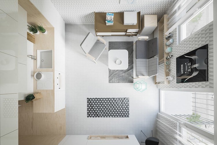 Kleine Wohnungen einrichten grundriss-bild-platzsparende-einrichtung-einzimmerwohnung