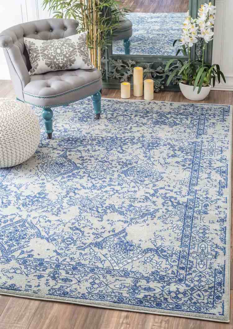 vVintage Teppiche -modern-gemuetlich-opersische-muster-weiss-blau