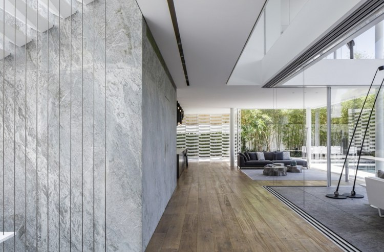 wandgestaltung ideen grau-beton-optik-offen-wohnraum
