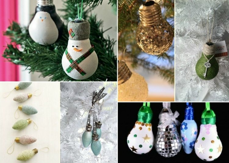 baumschmuck zu weihnachten glühbirnen-ideen-dekoration-basteln-einfach