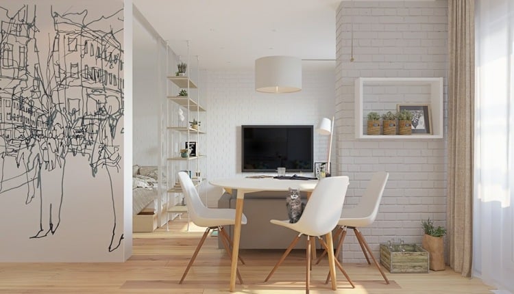 bett-wohnzimmer-integrieren-textur-wand-bild-interieur-modern-anregungen
