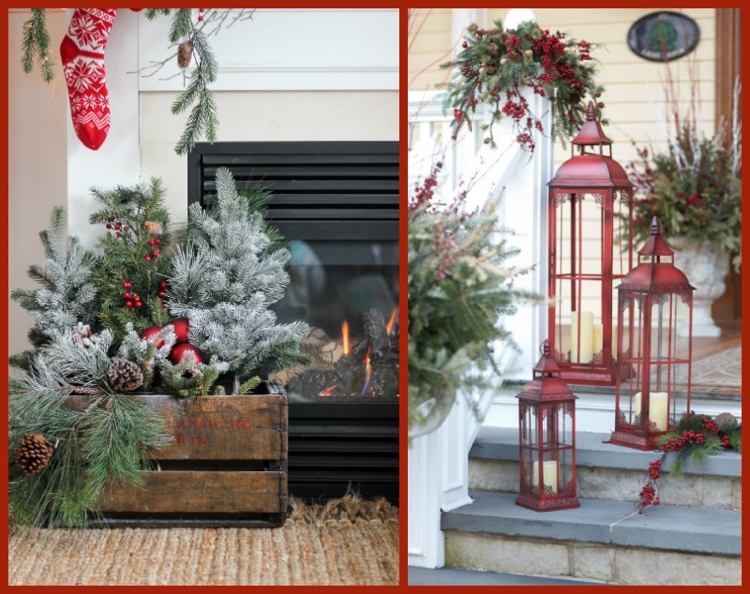 deko-weihnachten-trendfarben-rot-gemütlich-rustikal-ooutdoor-tannenzweige