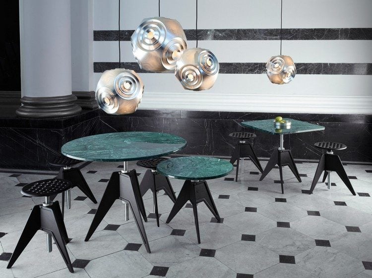Designer Büromöbel stühle-leuchten-tische-marmorplatten-elegante-pendelleuchten