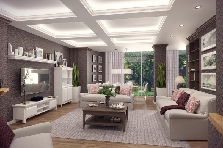 landhausstil-wohnzimmer-modern-led-decke-leisten-einbau-spots