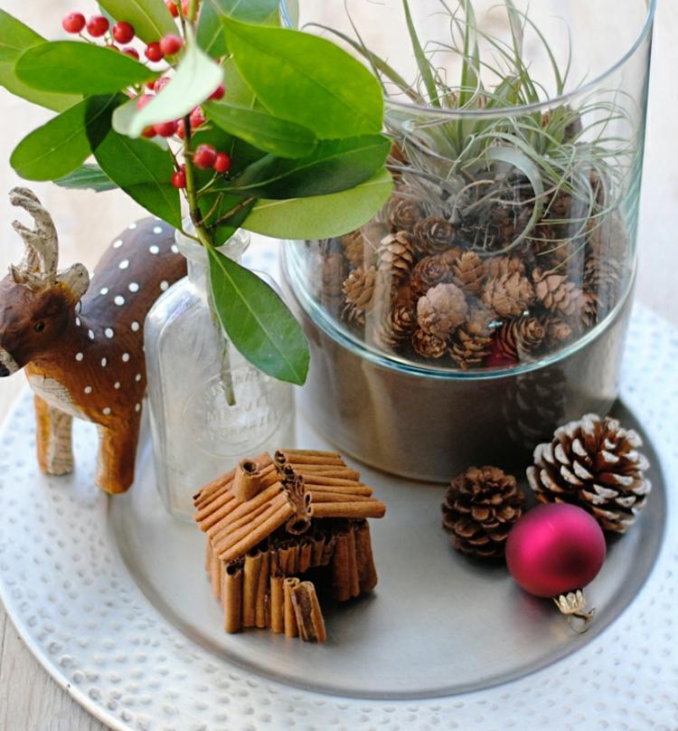 weihnachtsbasteln mit naturmaterialien zimtstangen-haus-deko-teller-dekorieren-hübsch