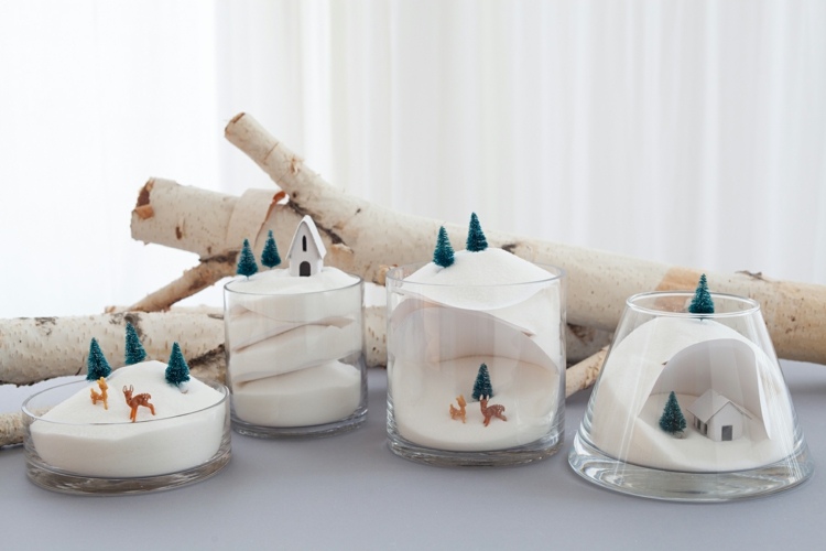 weihnachtsdeko-basteln-winter-diorama-landschaft-kunstschnee-tannenbäume