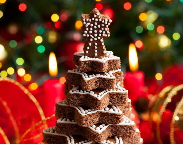 backen zu weihnachten kuchen-pyramide-sterne-glasur-ideen-kinder