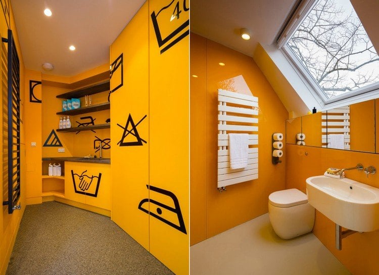badezimmer-dachfenster-oranges-interior-wandtattoos-kreativ