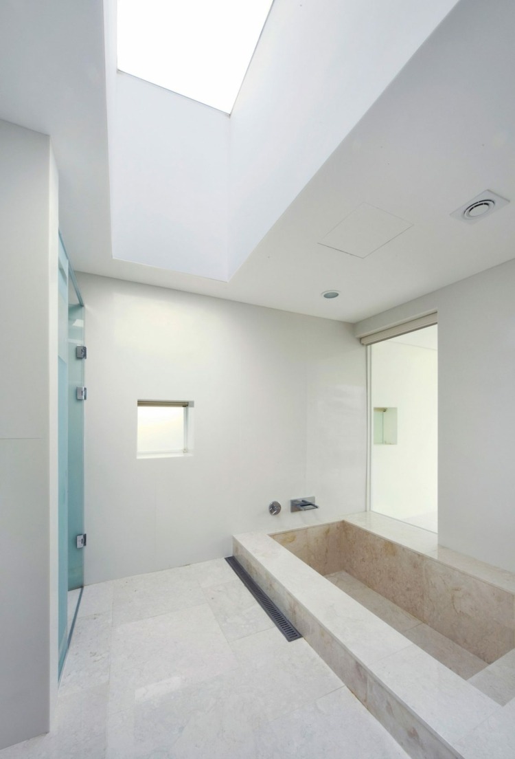 balkongeländer-glas-badezimmer-groß-hell-dachfenster-glastür-badewanne-marmor