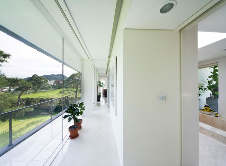 balkongeländer-glas-glasfront-landschaft-zimmerpflanzen-flur-aussicht-terrasse-deckenleuchte-stufen