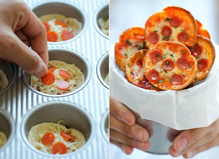 Fingerfood für Kindergeburtstag herzhaft-mini-pizzen-muffinform