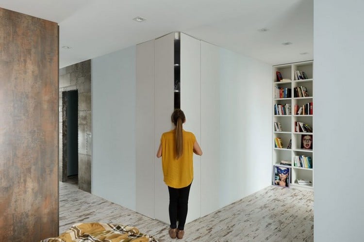 holz-stahl-innendesign-minimalistisch-kleiderschrank-ecke-schlafzimmer