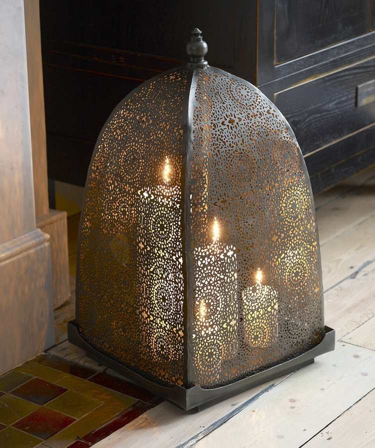 orientalische-lampen-bodenlampe-muster-fein-kerzen-laterne-ornamente-löcher