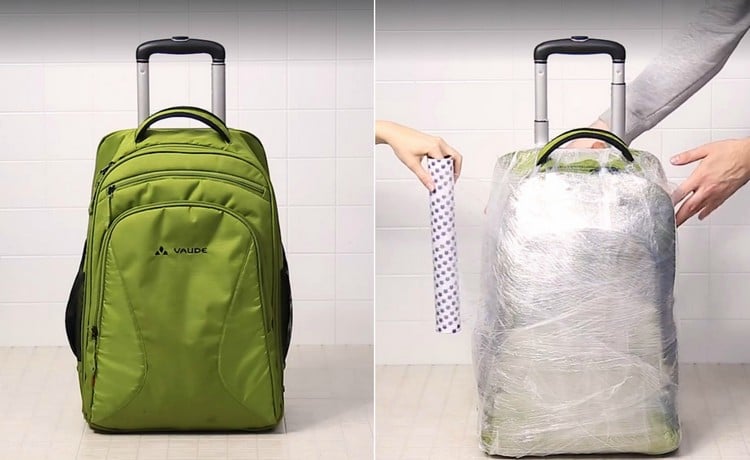 tipps-tricks-urlaub-gepäck-koffer-selber-einwickeln-frischhaltefolie