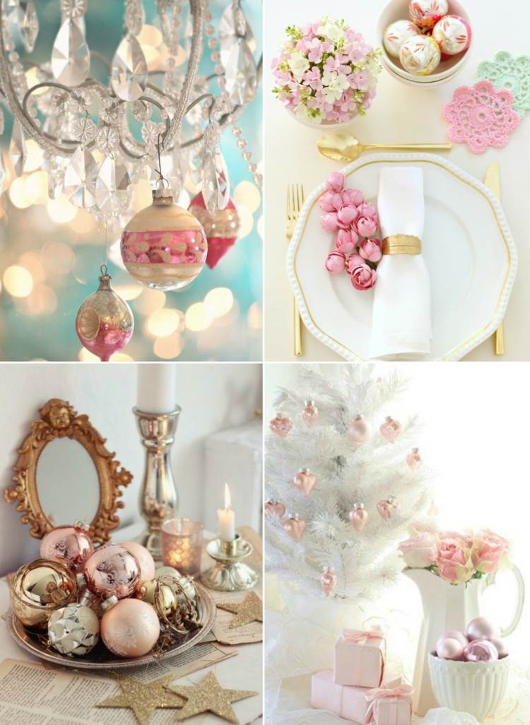 weihnachtlich dekorieren pastell-tablett-gestalten-kronleuchter-rosa-gold